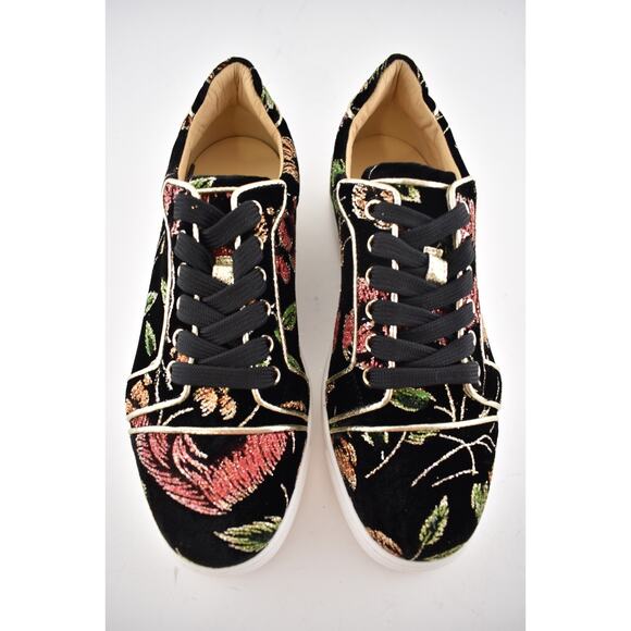 Christian Louboutin Vieira Orlato Flat Black Velvet Lace Up Low Top Sneaker 38 - Picture 7 of 12